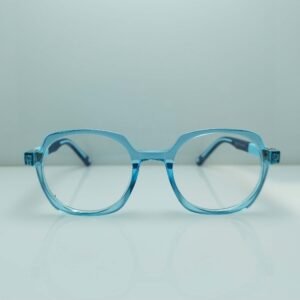 Cut Round Transparent Blue Frame – Edgy & Minimalist Eyewear
