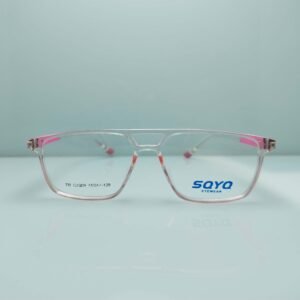 Elegant Transparent Pink Double Bridge Square Frame – Statement Eyewear with a Modern Twist