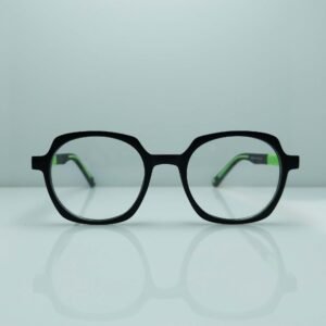 Stylish Round Cut Silicon Frame – Black & Green | Lightweight & Modern Eyewear
